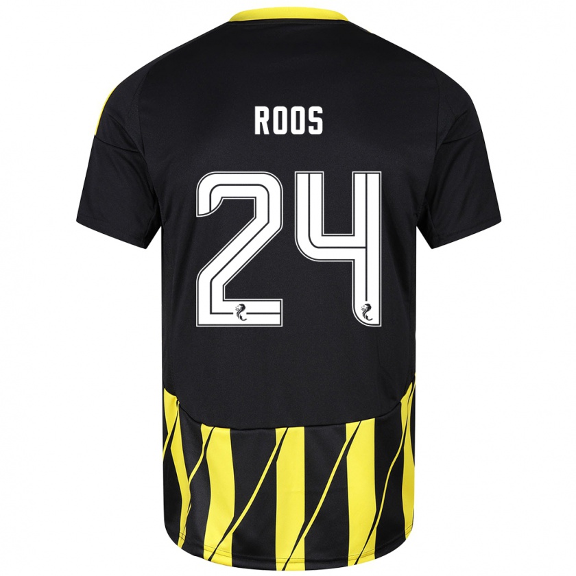 Kandiny Kinderen Kelle Roos #24 Zwart Geel Uitshirt Uittenue 2024/25 T-Shirt