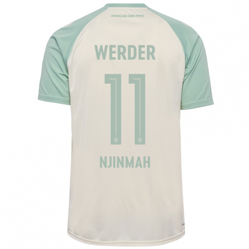 Kandiny Kinderen Justin Njinmah #11 Off-White Lichtgroen Uitshirt Uittenue 2024/25 T-Shirt