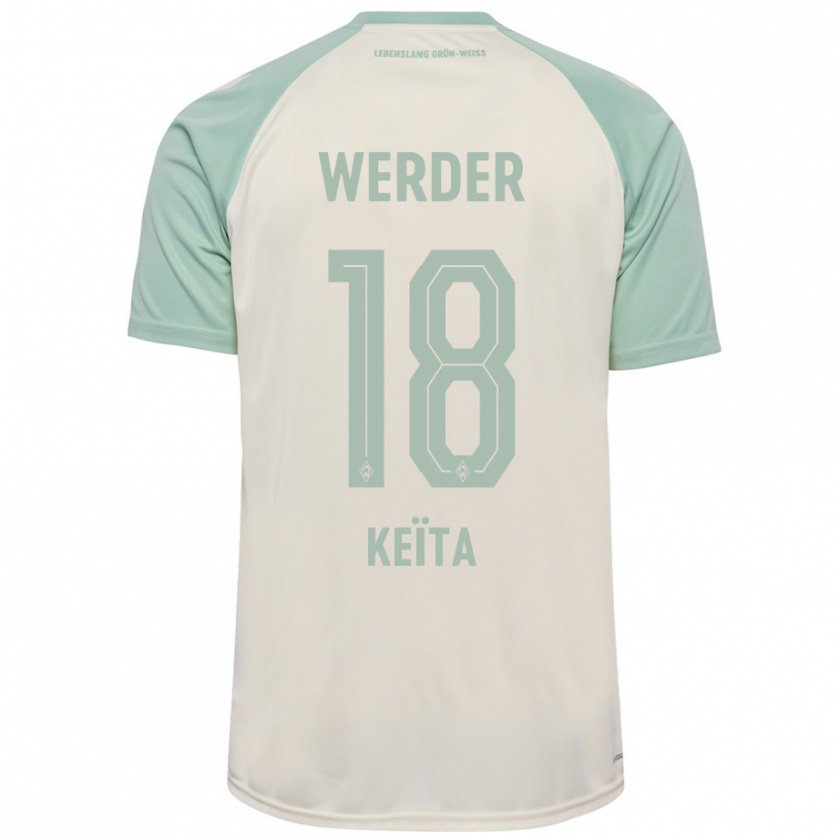 Kandiny Kinderen Naby Keïta #18 Off-White Lichtgroen Uitshirt Uittenue 2024/25 T-Shirt