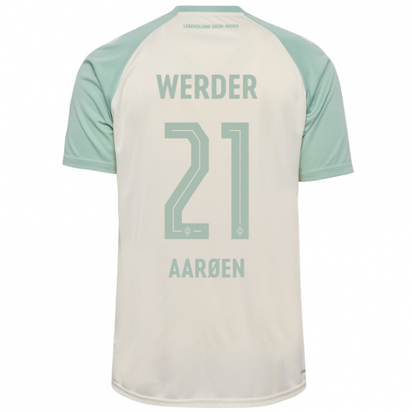 Kandiny Kinderen Isak Hansen-Aarøen #21 Off-White Lichtgroen Uitshirt Uittenue 2024/25 T-Shirt