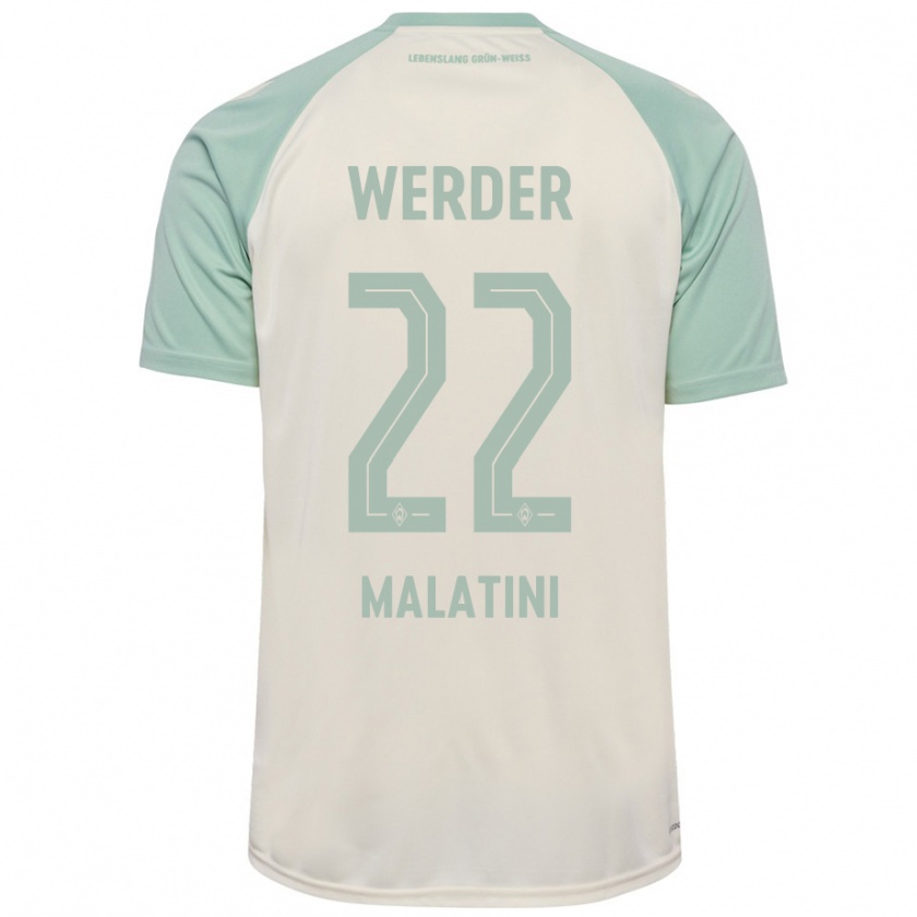 Kandiny Bambino Maglia Julián Malatini #22 Bianco Sporco Verde Chiaro Kit Gara Away 2024/25 Maglietta