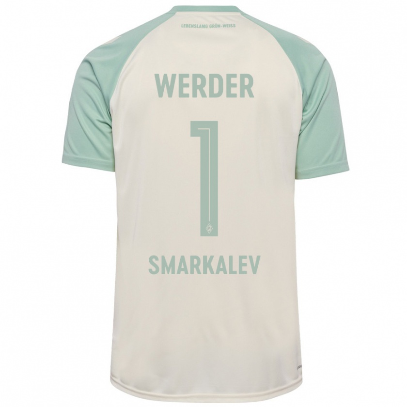 Kandiny Bambino Maglia Stefan Smarkalev #1 Bianco Sporco Verde Chiaro Kit Gara Away 2024/25 Maglietta