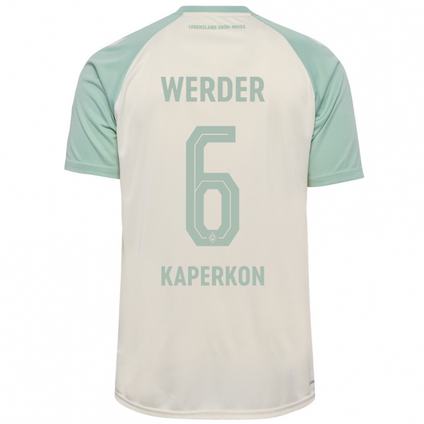 Kandiny Bambino Maglia Tom Kaperkon #6 Bianco Sporco Verde Chiaro Kit Gara Away 2024/25 Maglietta