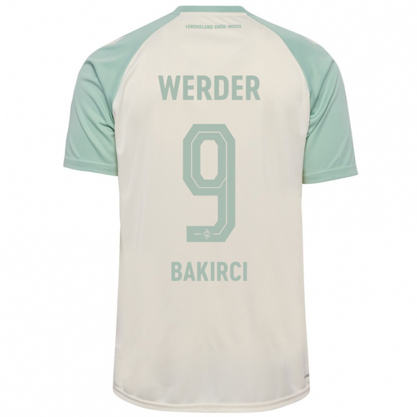 Kandiny Bambino Maglia Yunus Bakirci #9 Bianco Sporco Verde Chiaro Kit Gara Away 2024/25 Maglietta