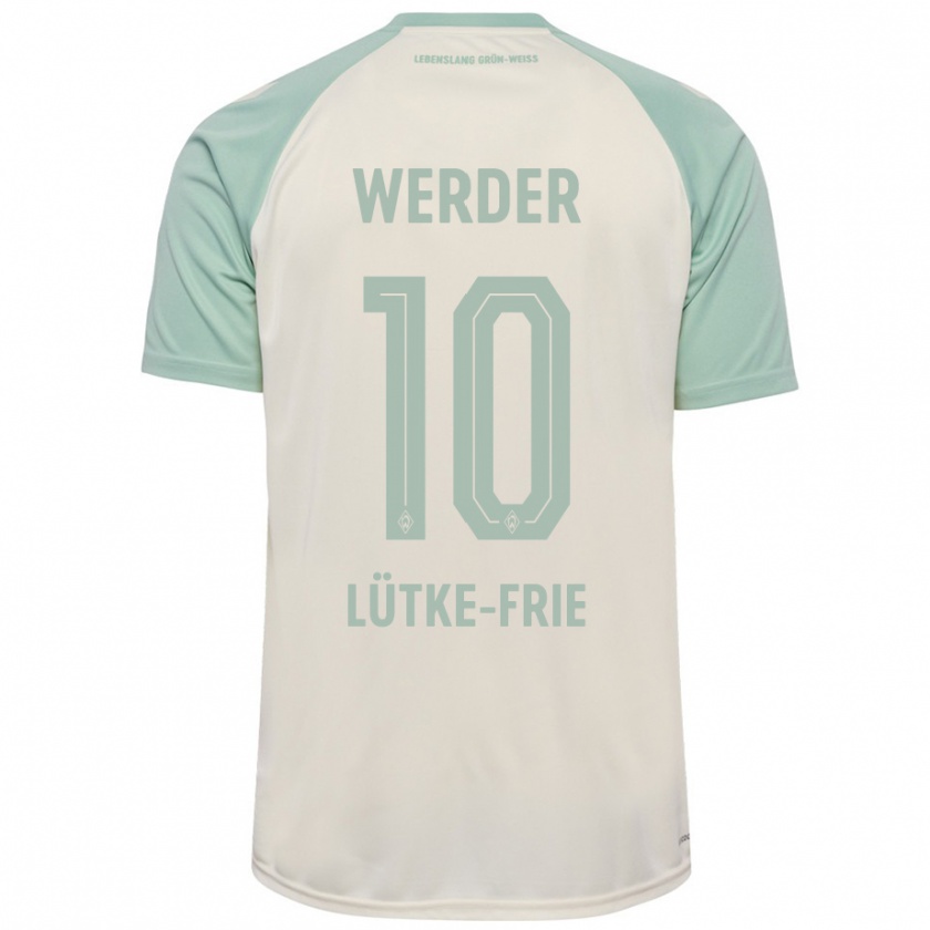 Kandiny Kinderen Dennis Lütke-Frie #10 Off-White Lichtgroen Uitshirt Uittenue 2024/25 T-Shirt