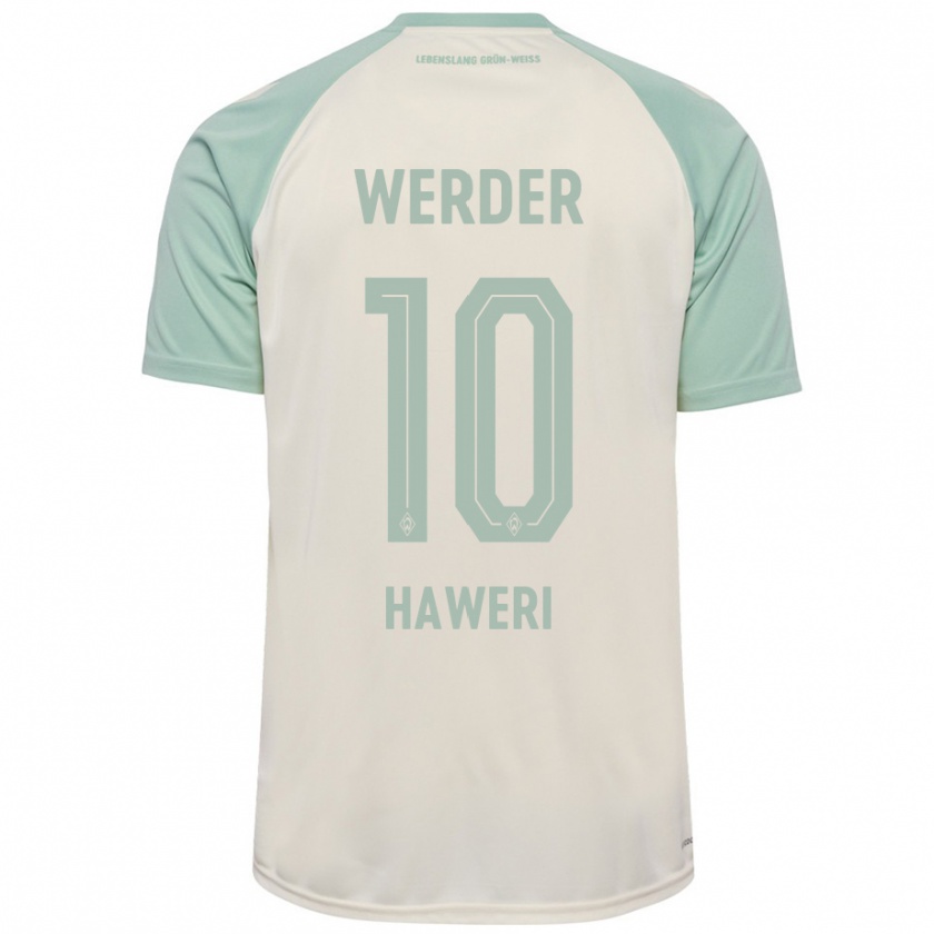 Kandiny Kinderen Adrian Haweri #10 Off-White Lichtgroen Uitshirt Uittenue 2024/25 T-Shirt