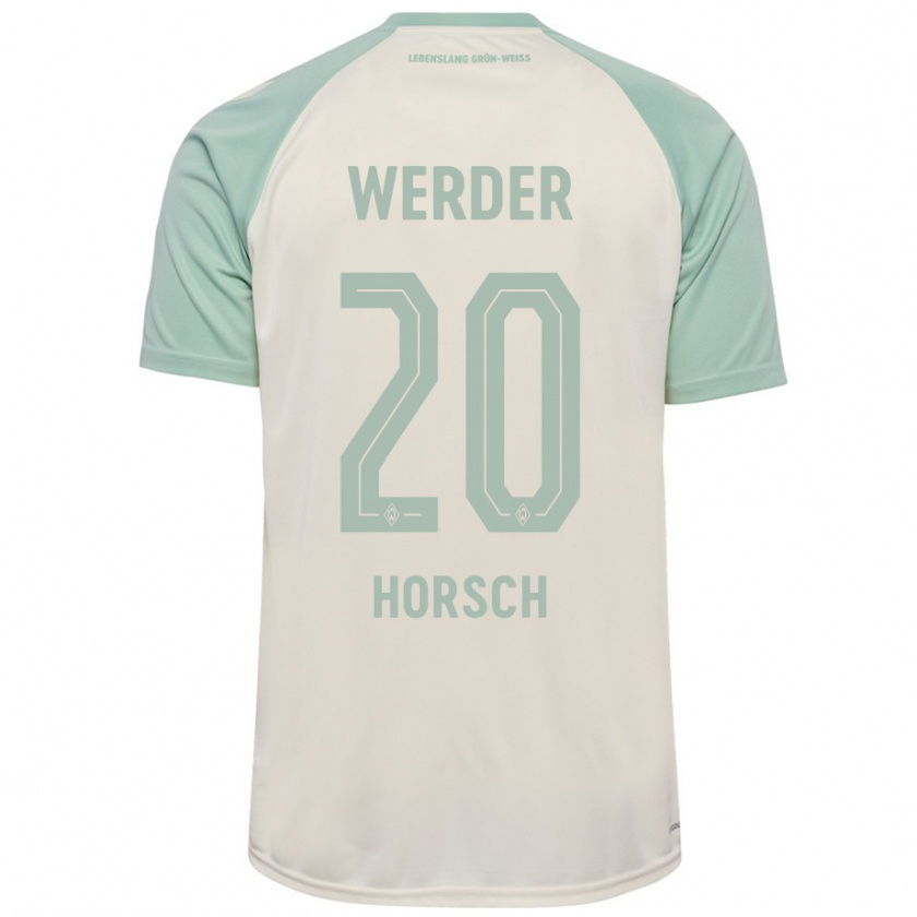 Kandiny Bambino Maglia Jonas Horsch #20 Bianco Sporco Verde Chiaro Kit Gara Away 2024/25 Maglietta