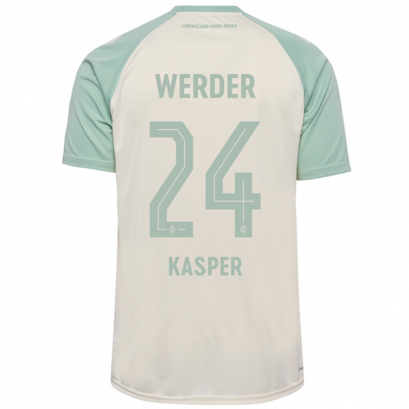 Kandiny Kinderen Dominik Kasper #24 Off-White Lichtgroen Uitshirt Uittenue 2024/25 T-Shirt