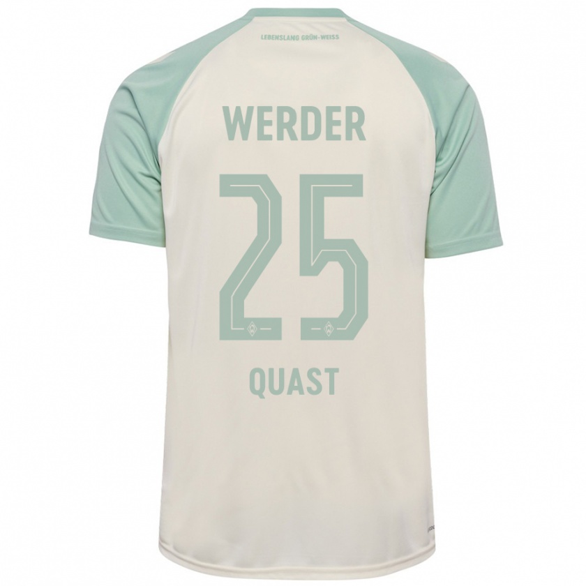 Kandiny Bambino Maglia Sönke Quast #25 Bianco Sporco Verde Chiaro Kit Gara Away 2024/25 Maglietta