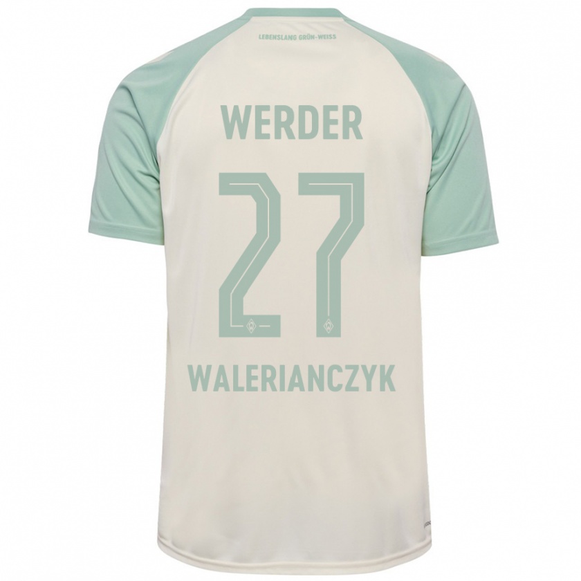 Kandiny Bambino Maglia Dennis Walerianczyk #27 Bianco Sporco Verde Chiaro Kit Gara Away 2024/25 Maglietta