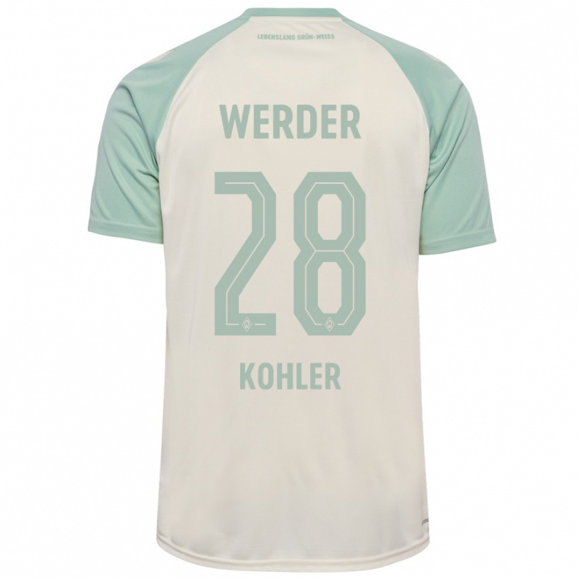 Kandiny Kinderen Ethan Kohler #28 Off-White Lichtgroen Uitshirt Uittenue 2024/25 T-Shirt