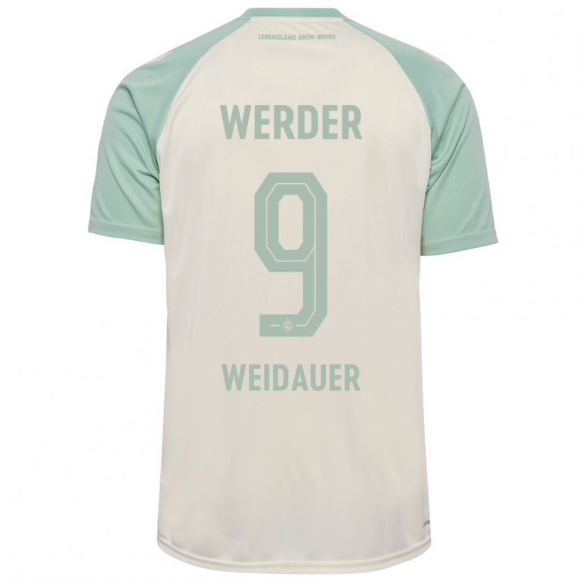 Kandiny Bambino Maglia Sophie Weidauer #9 Bianco Sporco Verde Chiaro Kit Gara Away 2024/25 Maglietta