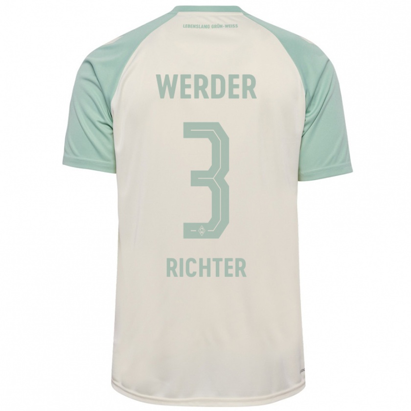 Kandiny Bambino Maglia Mathis Richter #3 Bianco Sporco Verde Chiaro Kit Gara Away 2024/25 Maglietta