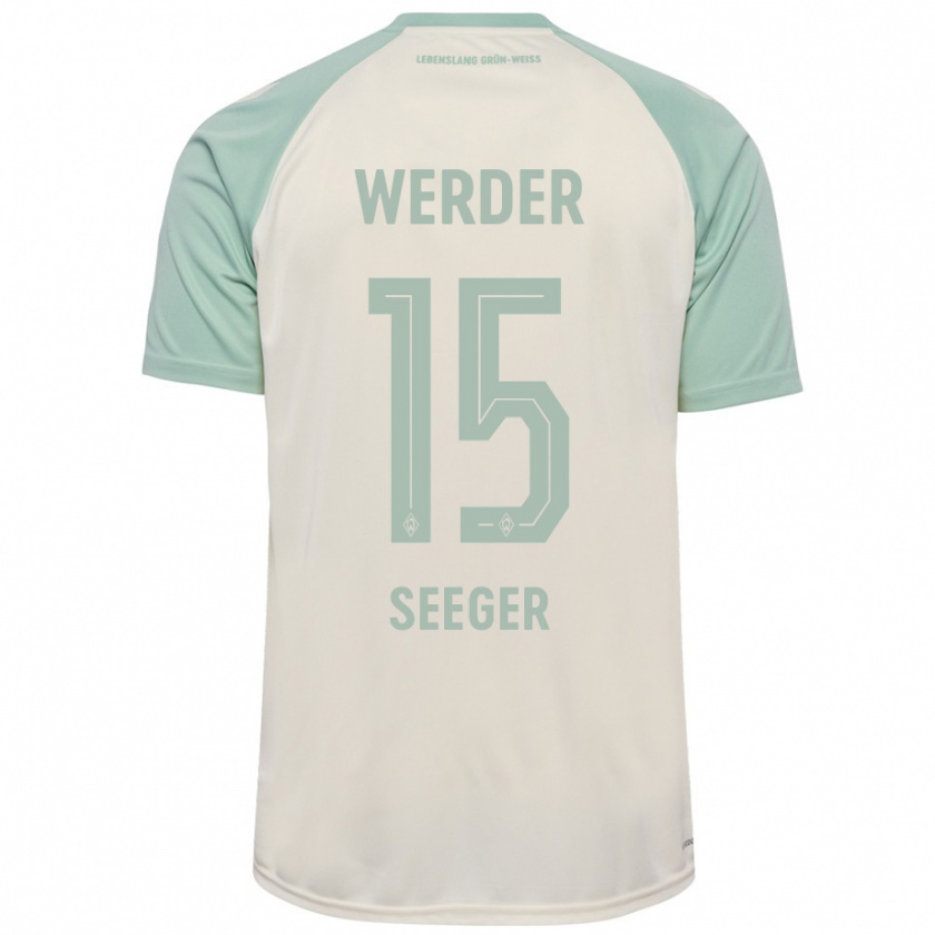 Kandiny Kinderen Ben Ekobena-Seeger #15 Off-White Lichtgroen Uitshirt Uittenue 2024/25 T-Shirt