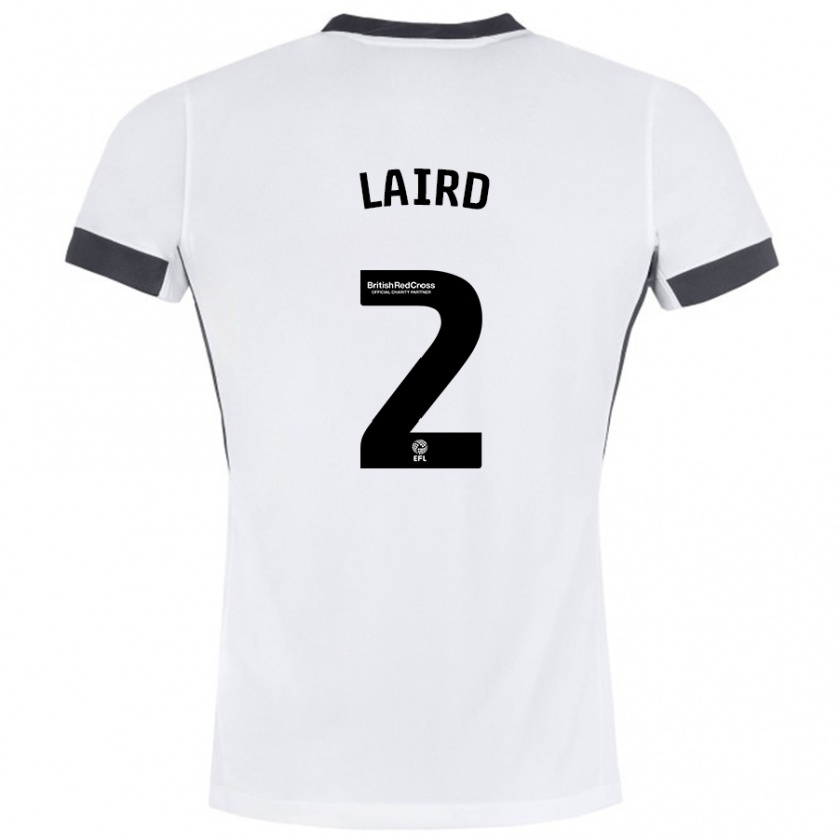 Kandiny Bambino Maglia Ethan Laird #2 Bianco Nero Kit Gara Away 2024/25 Maglietta