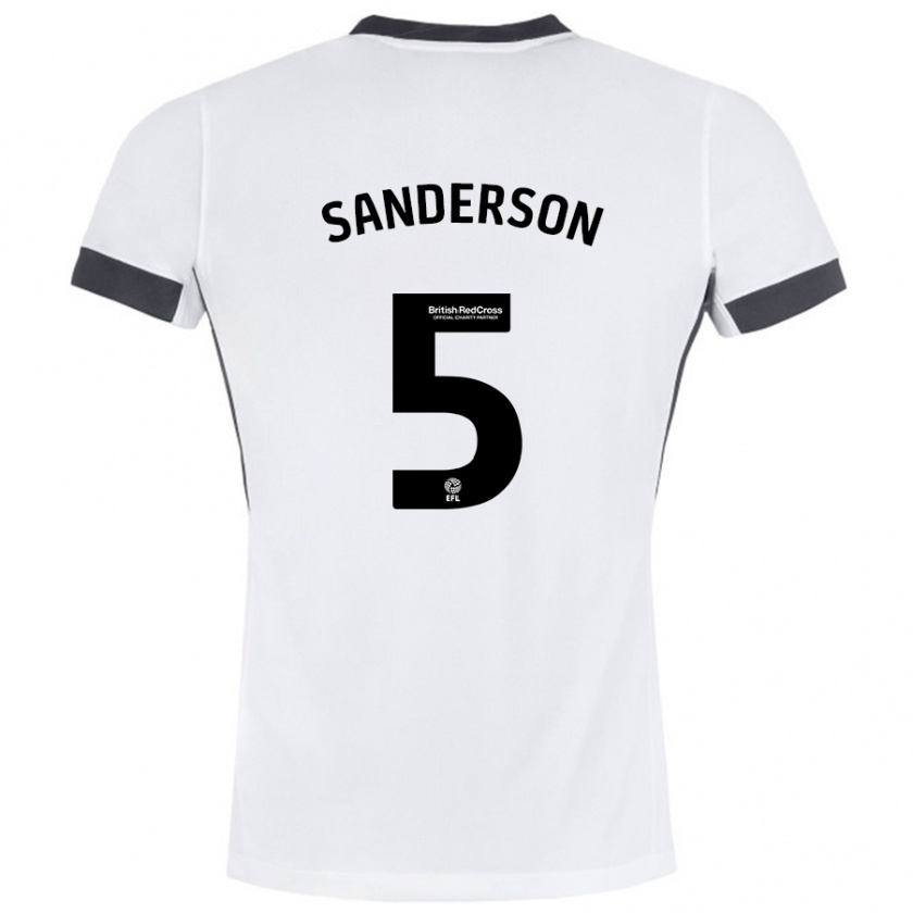 Kandiny Kinder Dion Sanderson #5 Weiß Schwarz Auswärtstrikot Trikot 2024/25 T-Shirt Österreich