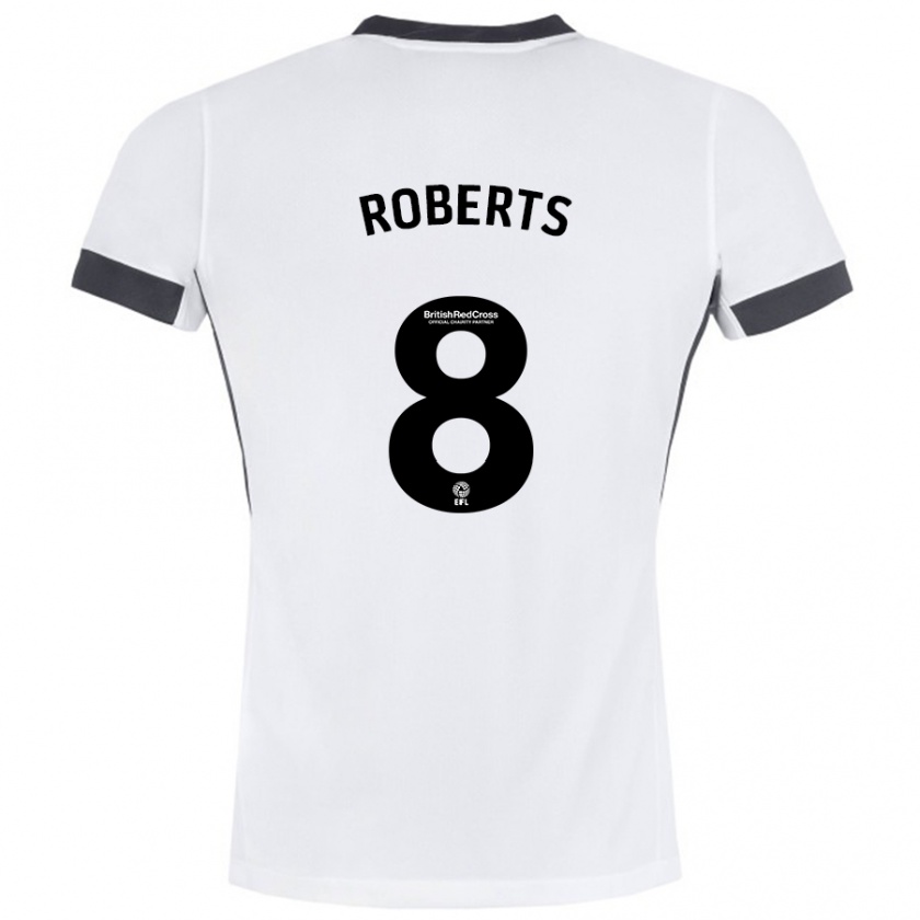 Kandiny Niño Camiseta Tyler Roberts #8 Blanco Negro 2ª Equipación 2024/25 La Camisa