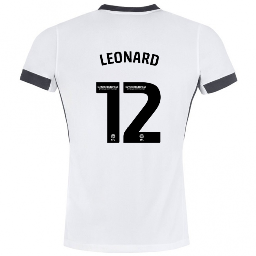 Kandiny Niño Camiseta Marc Leonard #12 Blanco Negro 2ª Equipación 2024/25 La Camisa