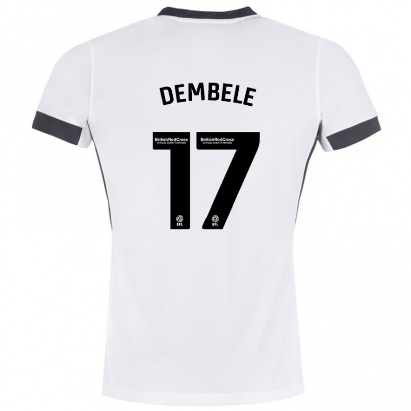 Kandiny Niño Camiseta Siriki Dembélé #17 Blanco Negro 2ª Equipación 2024/25 La Camisa