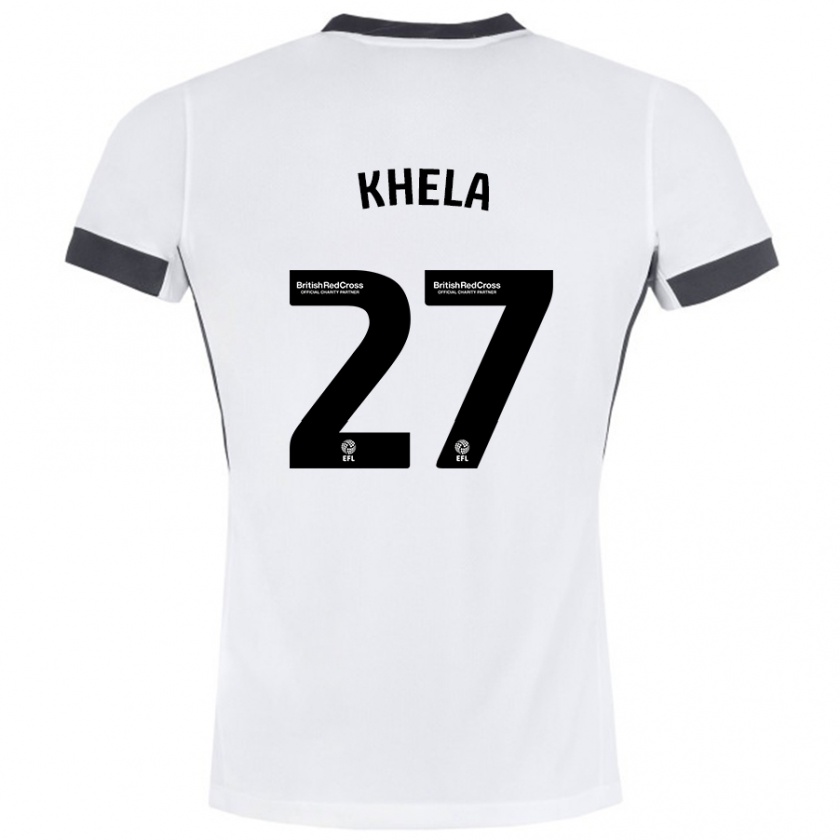 Kandiny Kinderen Brandon Khela #27 Wit Zwart Uitshirt Uittenue 2024/25 T-Shirt