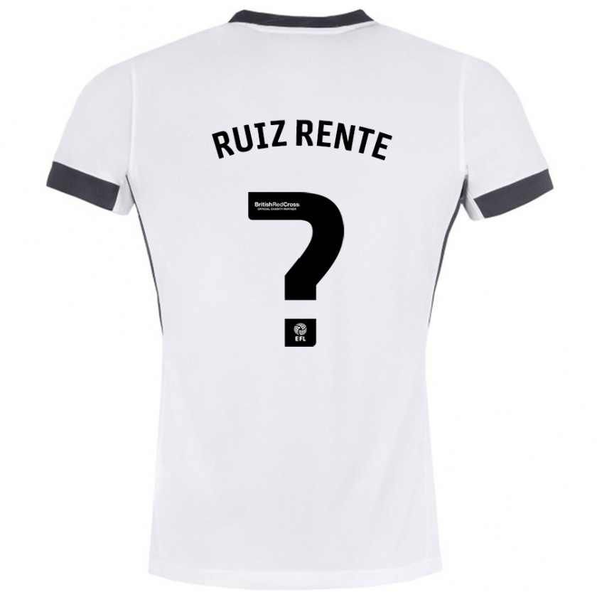 Kandiny Bambino Maglia Álvaro Ruiz Rente #0 Bianco Nero Kit Gara Away 2024/25 Maglietta