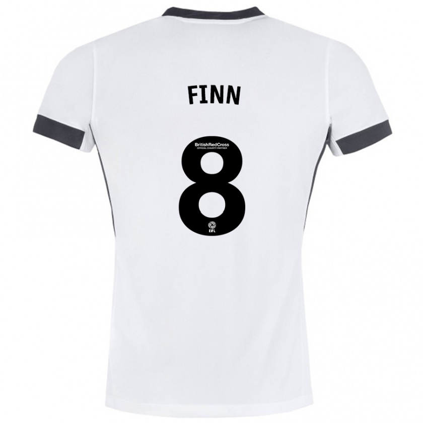 Kandiny Bambino Maglia Jamie Finn #8 Bianco Nero Kit Gara Away 2024/25 Maglietta