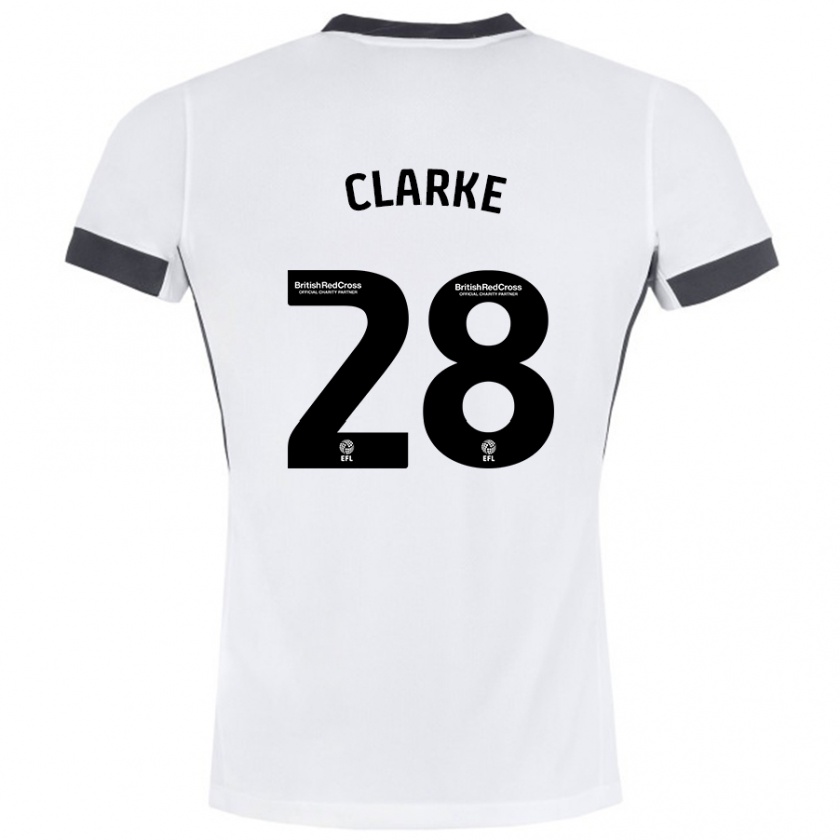 Kandiny Bambino Maglia Charlotte Clarke #28 Bianco Nero Kit Gara Away 2024/25 Maglietta