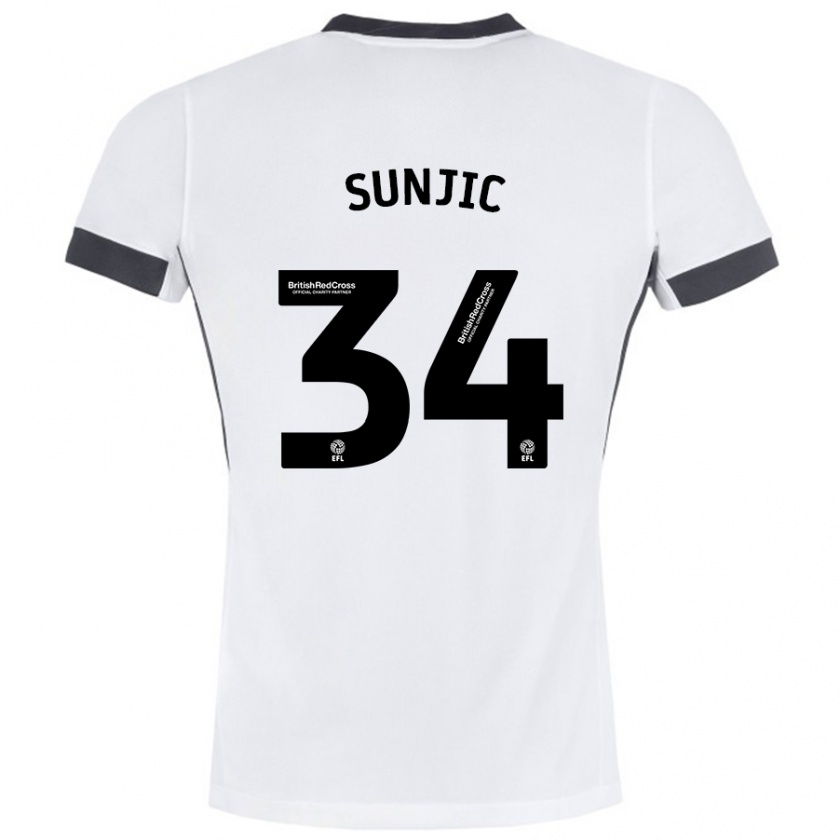 Kandiny Kinderen Ivan Sunjic #34 Wit Zwart Uitshirt Uittenue 2024/25 T-Shirt