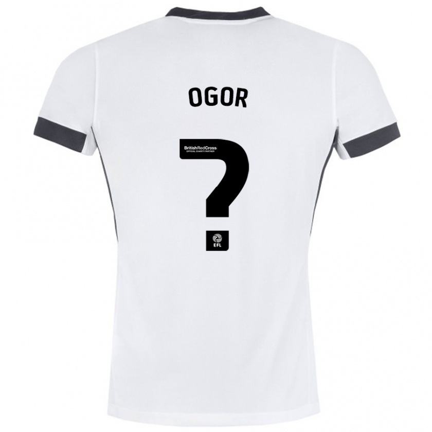 Kandiny Bambino Maglia Chris Ogor #0 Bianco Nero Kit Gara Away 2024/25 Maglietta