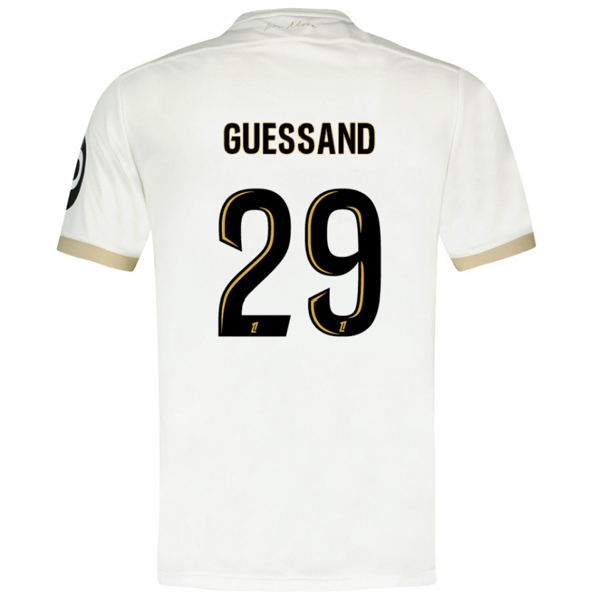 Kandiny Kinderen Evann Guessand #29 Wit Goud Uitshirt Uittenue 2024/25 T-Shirt