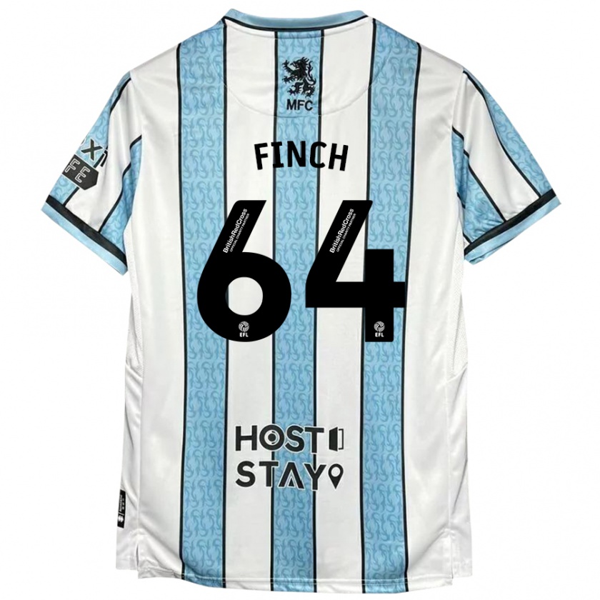 Kandiny Niño Camiseta Sonny Finch #64 Blanco Azul 2ª Equipación 2024/25 La Camisa México