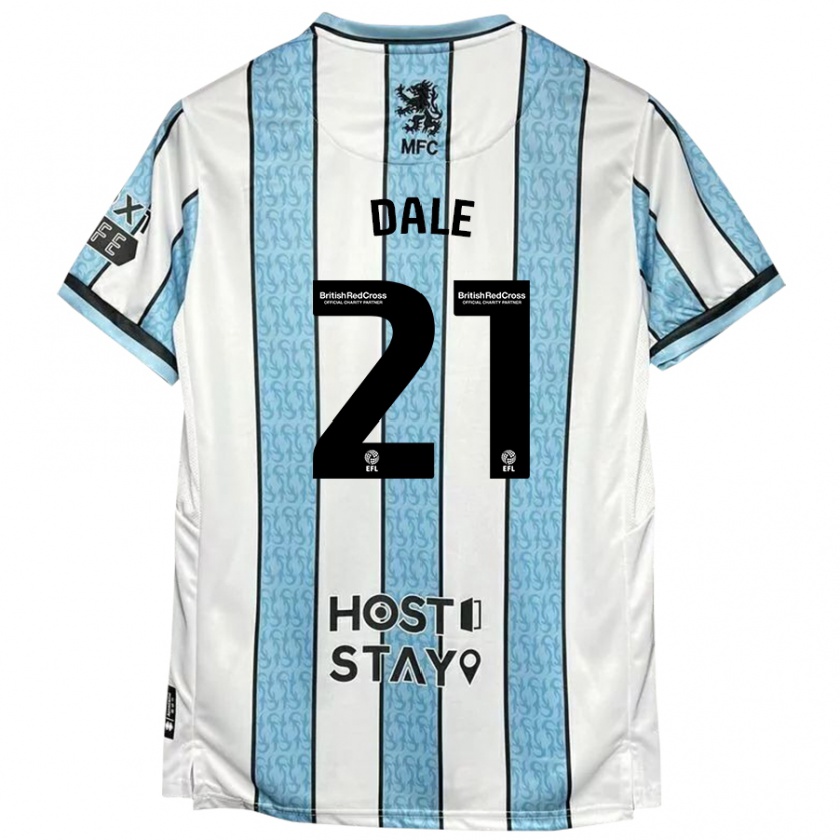 Kandiny Bambino Maglia Faye Dale #21 Bianco Blu Kit Gara Away 2024/25 Maglietta