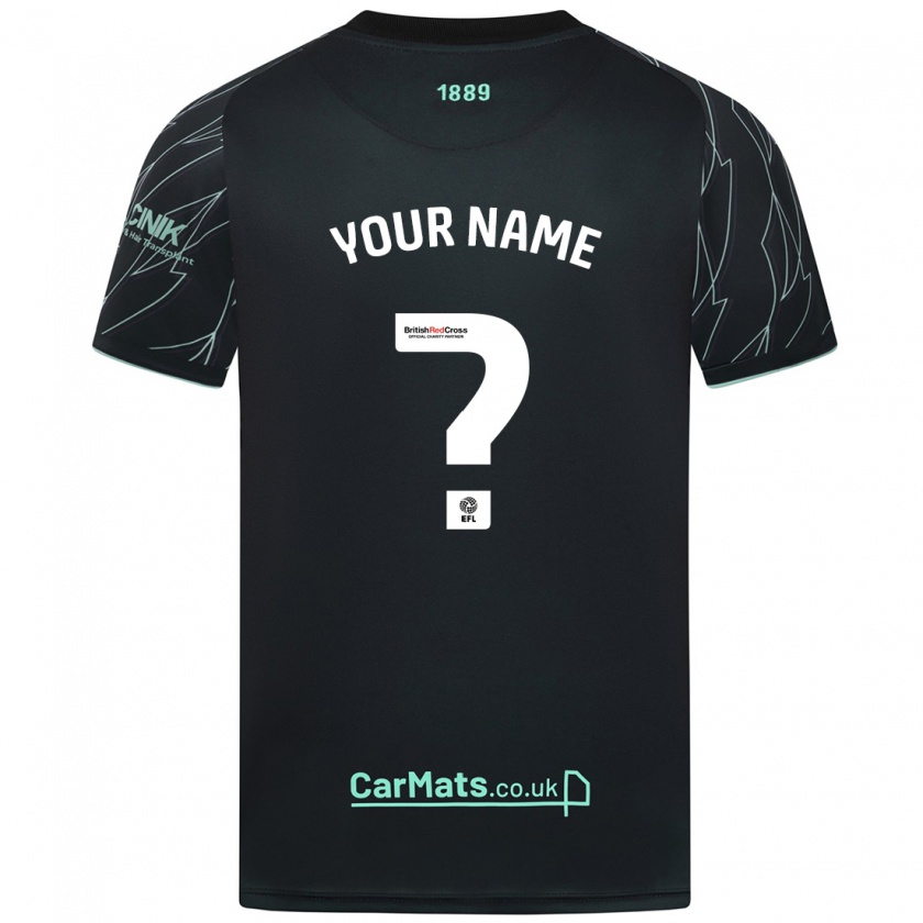 Kandiny Bambino Maglia Il Tuo Nome #0 Nero Verde Kit Gara Away 2024/25 Maglietta