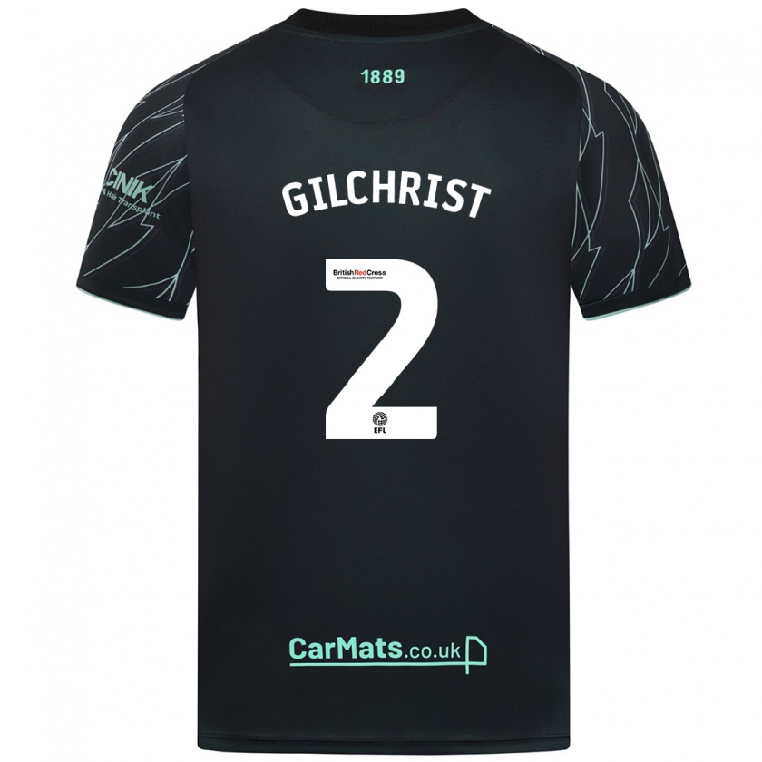 Kandiny Niño Camiseta Alfie Gilchrist #2 Negro Verde 2ª Equipación 2024/25 La Camisa