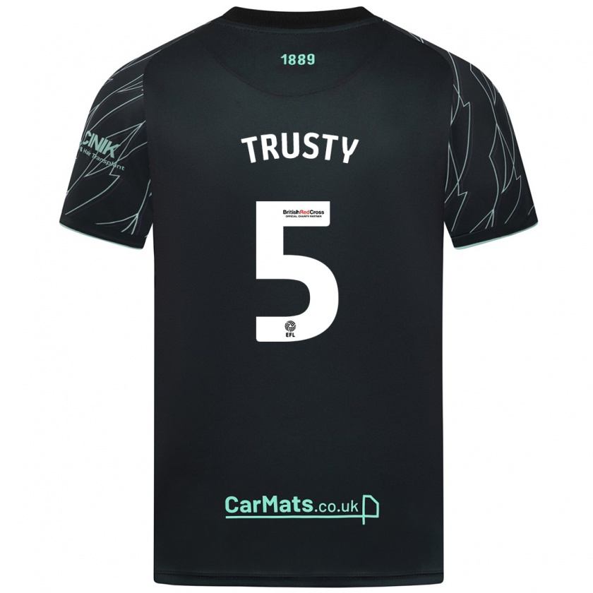 Kandiny Bambino Maglia Auston Trusty #5 Nero Verde Kit Gara Away 2024/25 Maglietta