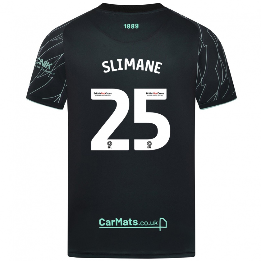 Kandiny Bambino Maglia Anis Slimane #25 Nero Verde Kit Gara Away 2024/25 Maglietta