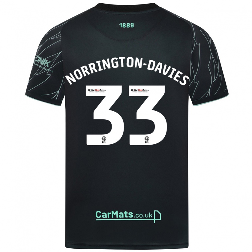 Kandiny Bambino Maglia Rhys Norrington-Davies #33 Nero Verde Kit Gara Away 2024/25 Maglietta