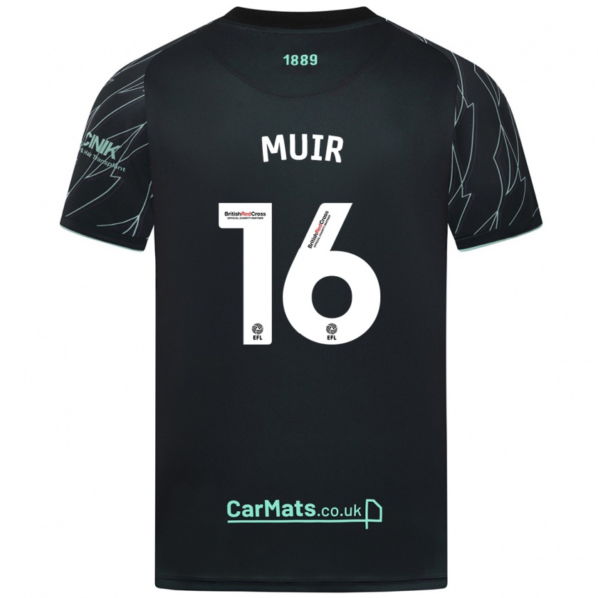 Kandiny Bambino Maglia Chene Muir #16 Nero Verde Kit Gara Away 2024/25 Maglietta