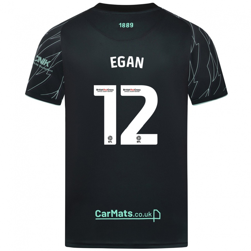 Kandiny Bambino Maglia John Egan #12 Nero Verde Kit Gara Away 2024/25 Maglietta