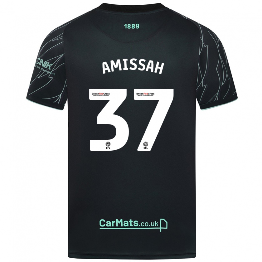 Kandiny Bambino Maglia Jordan Amissah #37 Nero Verde Kit Gara Away 2024/25 Maglietta