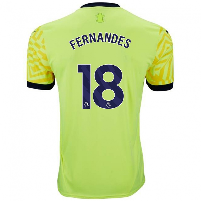 Kandiny Kinderen Mateus Fernandes #18 Geel Uitshirt Uittenue 2024/25 T-Shirt