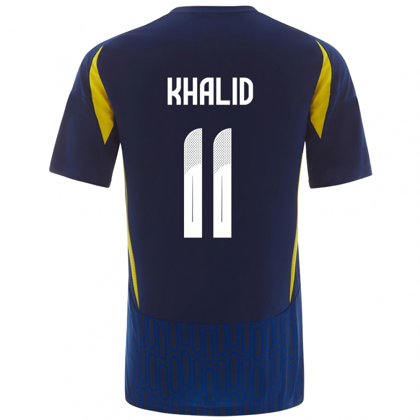 Kandiny Niño Camiseta Khalid Al-Ghannam #11 Azul Amarillo 2ª Equipación 2024/25 La Camisa