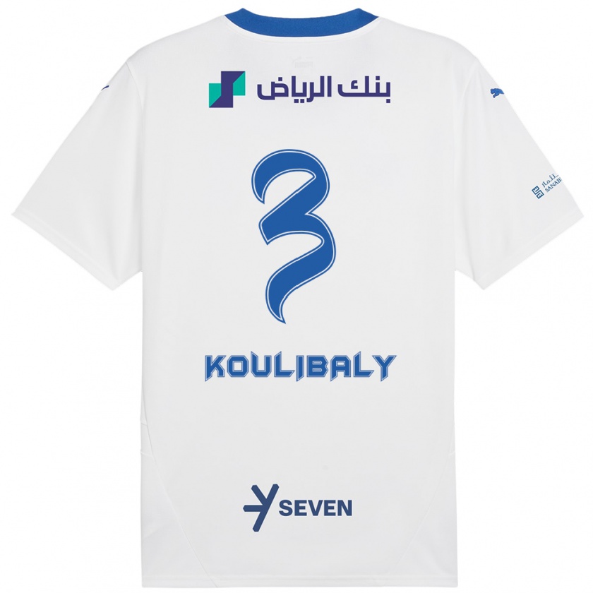 Kandiny Bambino Maglia Kalidou Koulibaly #3 Bianco Blu Kit Gara Away 2024/25 Maglietta