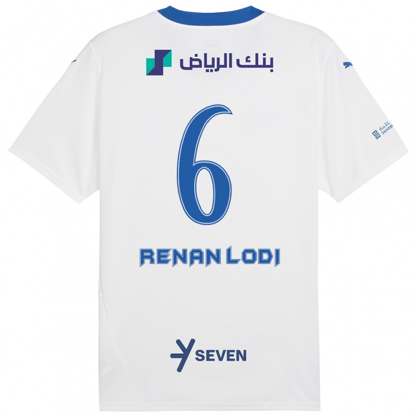 Kandiny Niño Camiseta Renan Lodi #6 Blanco Azul 2ª Equipación 2024/25 La Camisa México