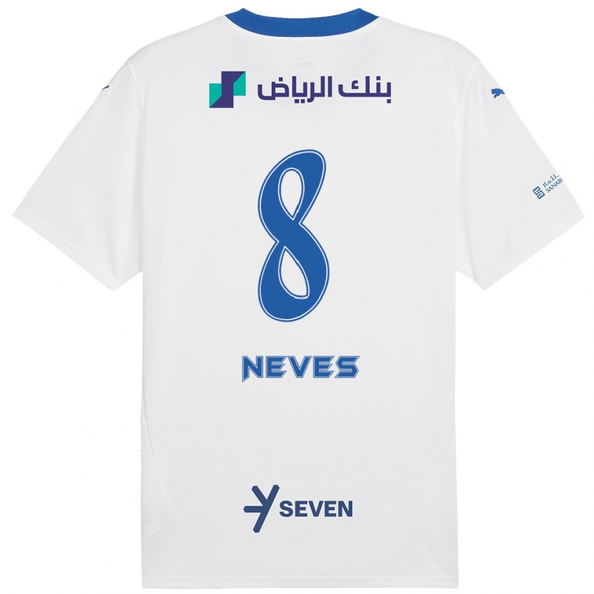 Kandiny Niño Camiseta Rúben Neves #8 Blanco Azul 2ª Equipación 2024/25 La Camisa México