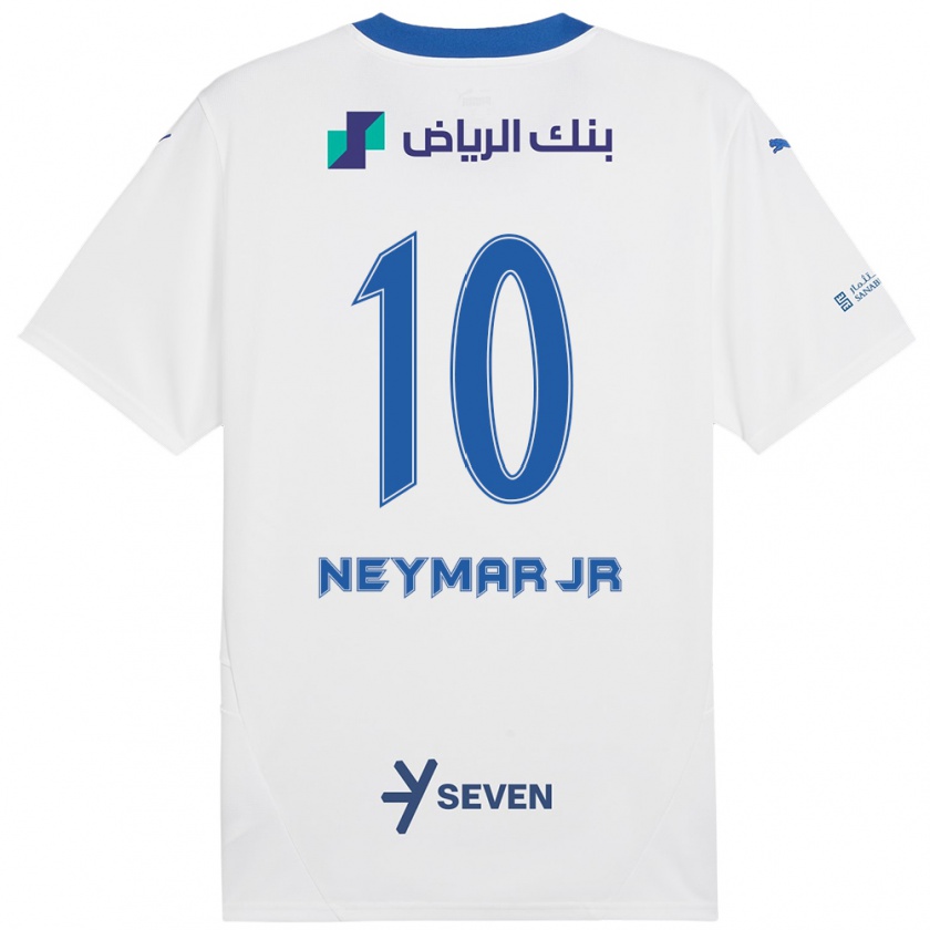 Kandiny Bambino Maglia Neymar #10 Bianco Blu Kit Gara Away 2024/25 Maglietta