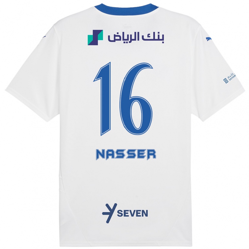 Kandiny Niño Camiseta Nasser Al-Dawsari #16 Blanco Azul 2ª Equipación 2024/25 La Camisa México