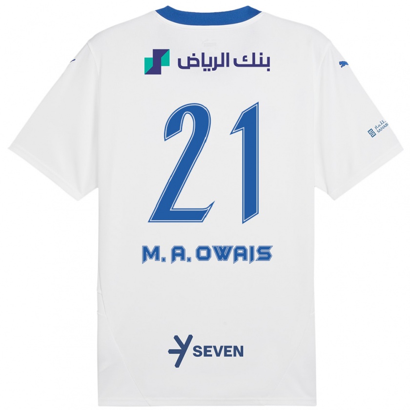 Kandiny Niño Camiseta Mohammed Al-Owais #21 Blanco Azul 2ª Equipación 2024/25 La Camisa México