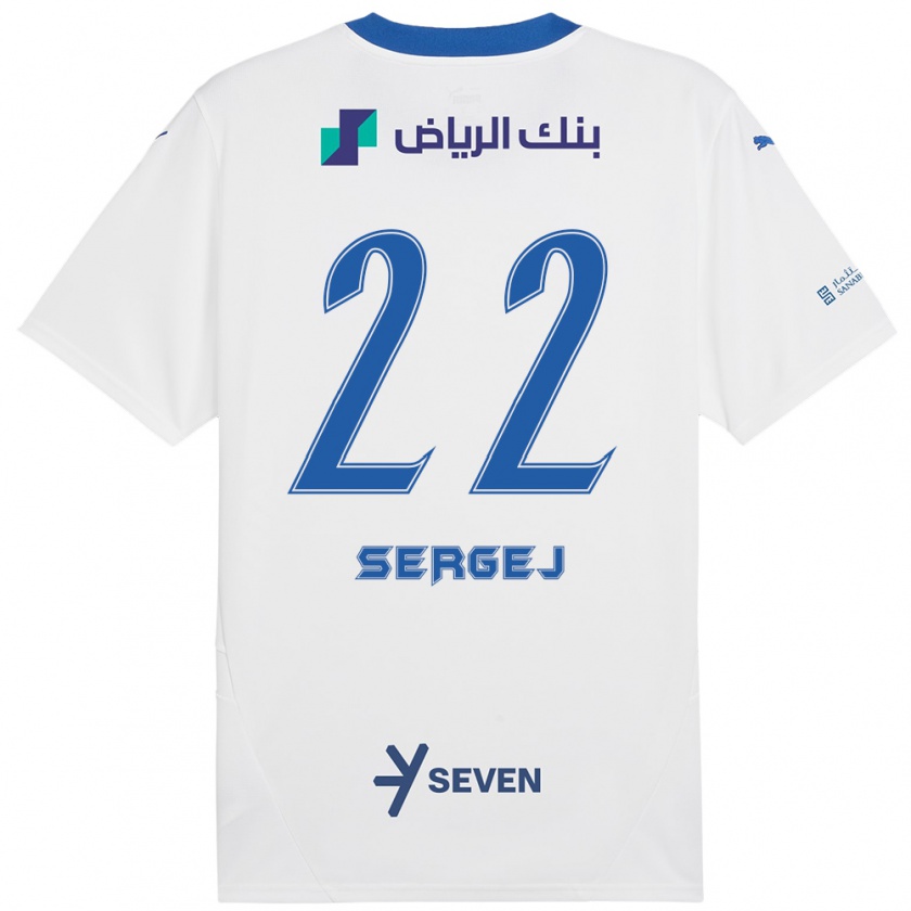 Kandiny Kinderen Sergej Milinković-Savić #22 Wit Blauw Uitshirt Uittenue 2024/25 T-Shirt