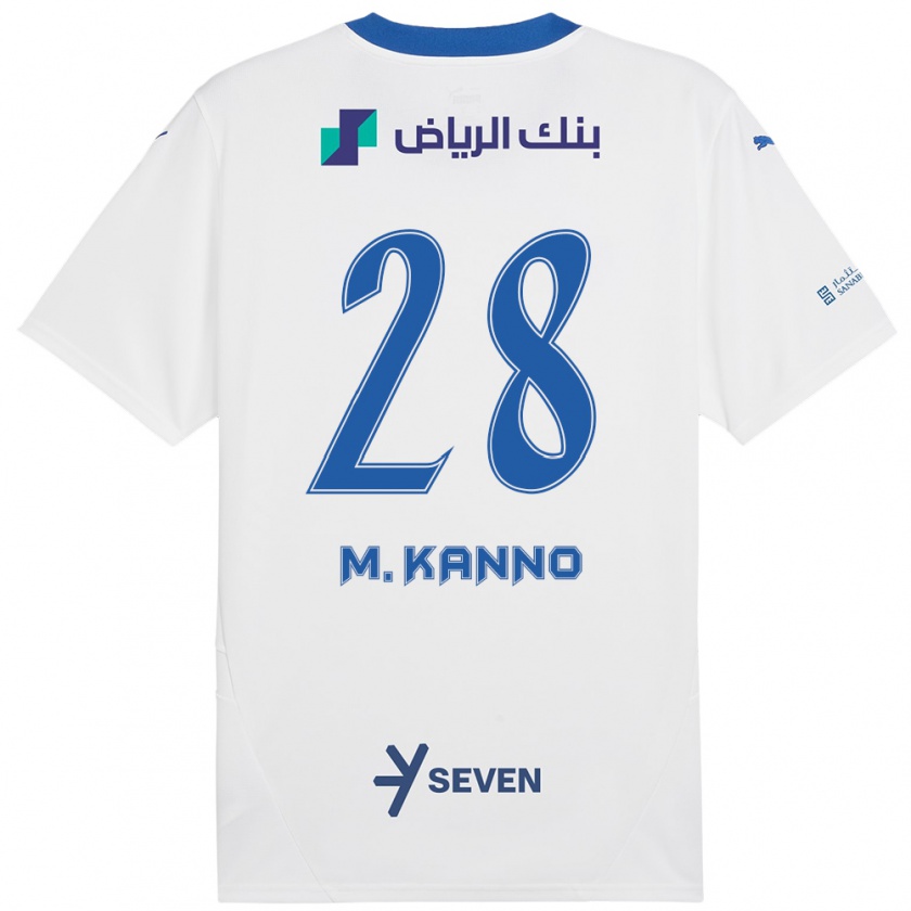 Kandiny Kinderen Mohamed Kanno #28 Wit Blauw Uitshirt Uittenue 2024/25 T-Shirt